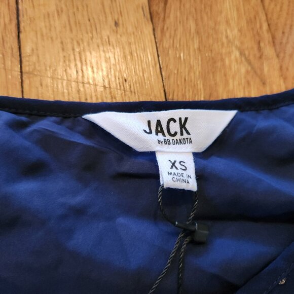 Jack by BB Dakota Blue Gold Dot Button Blouse XS Extra Small NWT - Picture 2 of 11